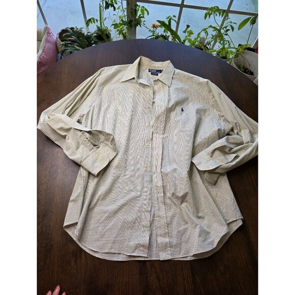 Polo Ralph Lauren Men’s Button Down Yarmouth Dress Shirt Blue Check 17-35 - Picture 1 of 14